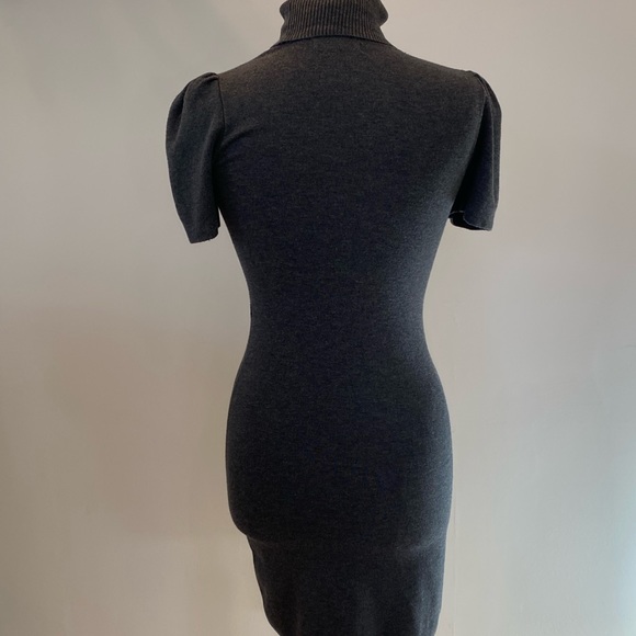 Express Womens Gray Knit Turtleneck Fitted Dress with Short Sleeves / Size XS - Picture 4 of 8